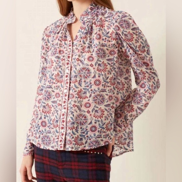 Alix of Bohemia Long Sleeve Artemis Floral Blouse In Ivory Amazon